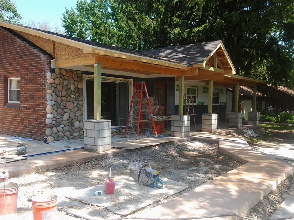 House exterior being built with stone