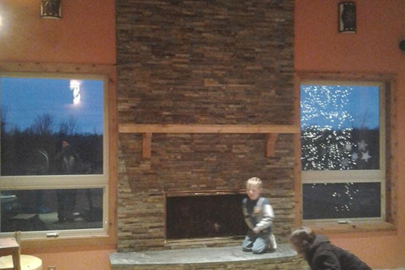 Redid Fireplace with stone